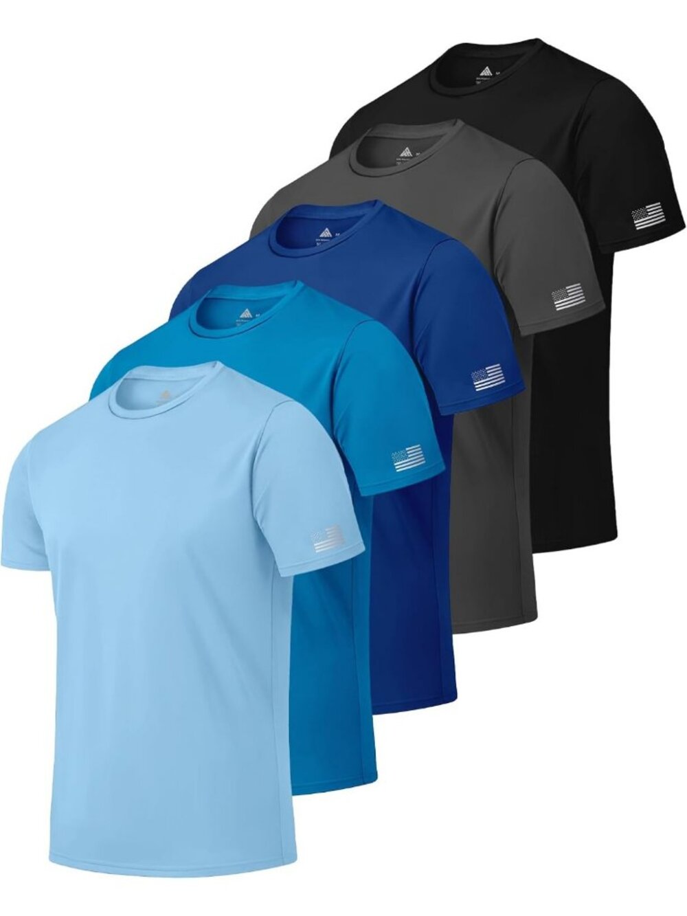 Men's 5 Pack Moisture-Wicking UPF 50+ Short Sleeve Workout Shirts - Activewear
